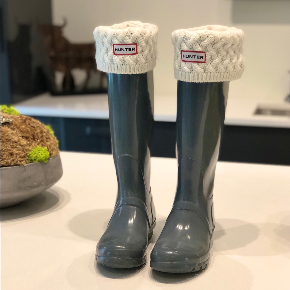 Women’s Tall Glossy Hunter Boots (grey)